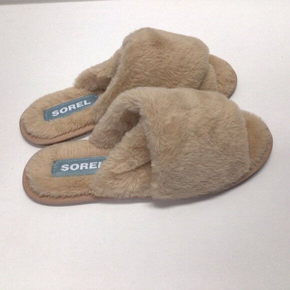 Sorel Go Women's Mail Run Slippers Sea Salt Slip On Faux Fur Size 10 NEW NIB - Picture 6 of 11